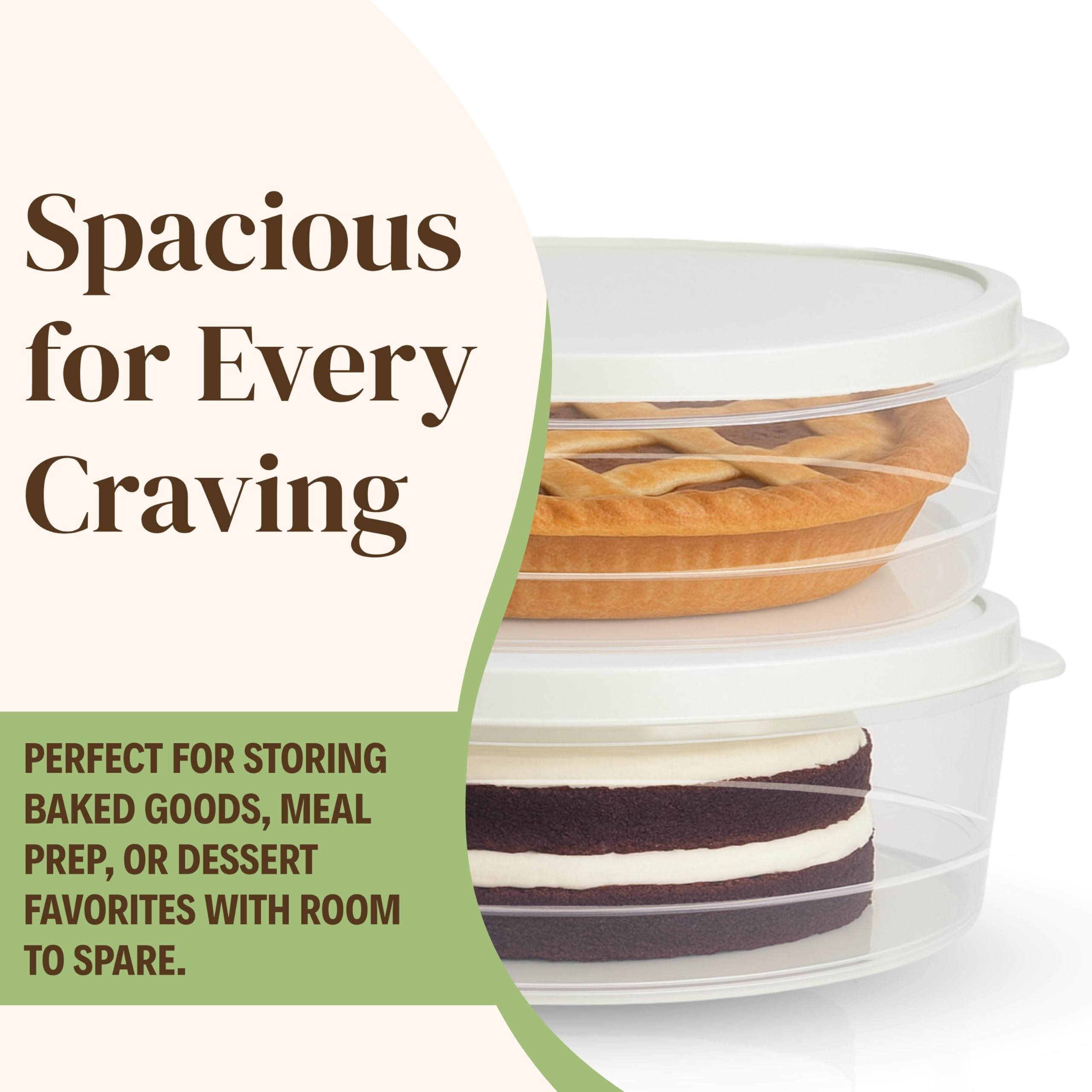 Evelots Pie Container, Keeper - 2 Pack or 4 Pack- Cake, Muffin, Cupcake, Tortilla, Pizza Storage Carrier - 10 Inch Airtight with Lid - Clear Plastic Food Storage - BPA Free Plastic - Easy Transport