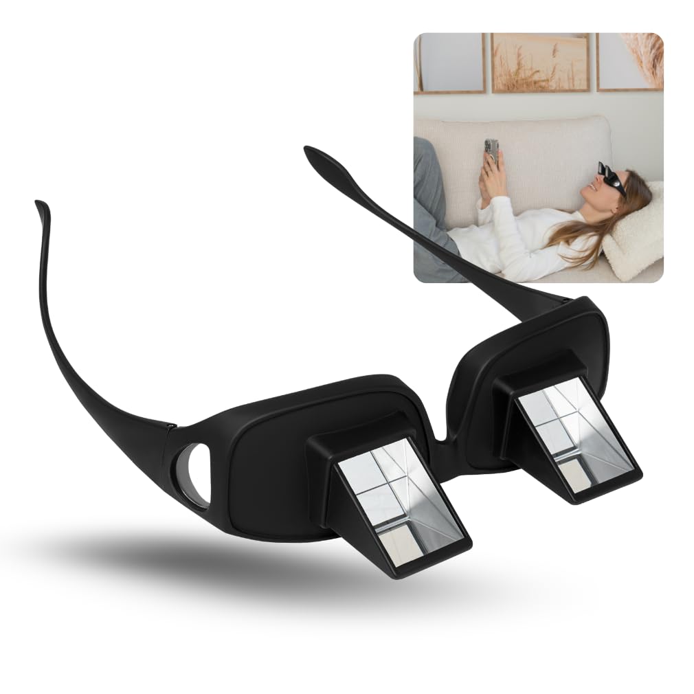 Evelots Bed Prism Spectacles Horizontal Mirror Lazy Readers 90 Degree Prism Glasses for Laying Down Reading and Watching TV