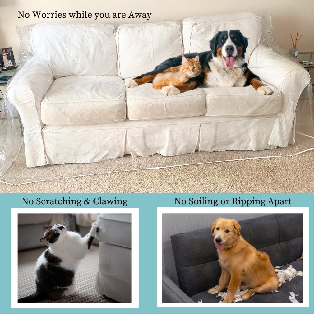 Evelots Dining Room Chair Protector-Clear-No Dust/Spill/Pet Hair/Pet Claws