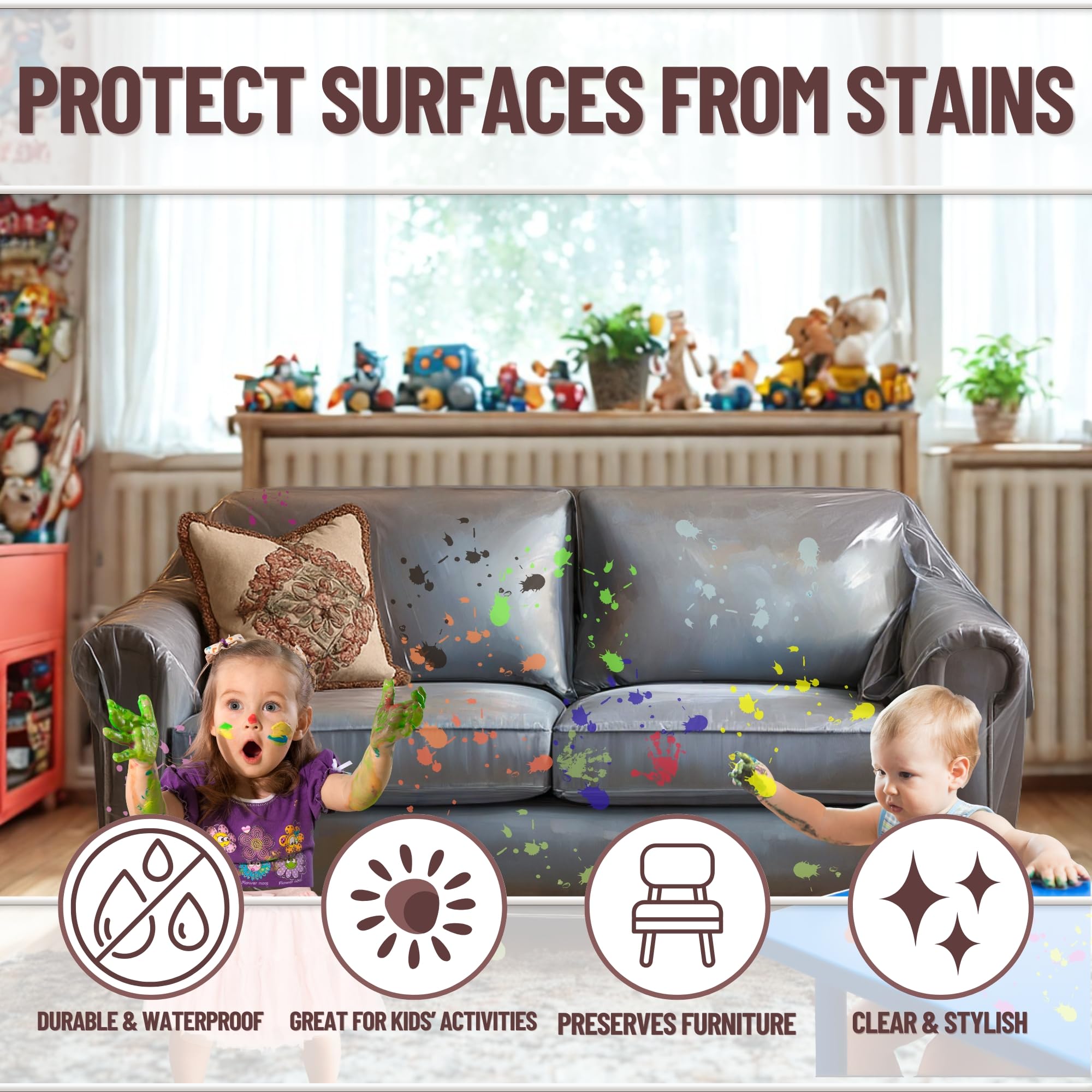 Evelots Dining Room Chair Protector-Clear-No Dust/Spill/Pet Hair/Pet Claws