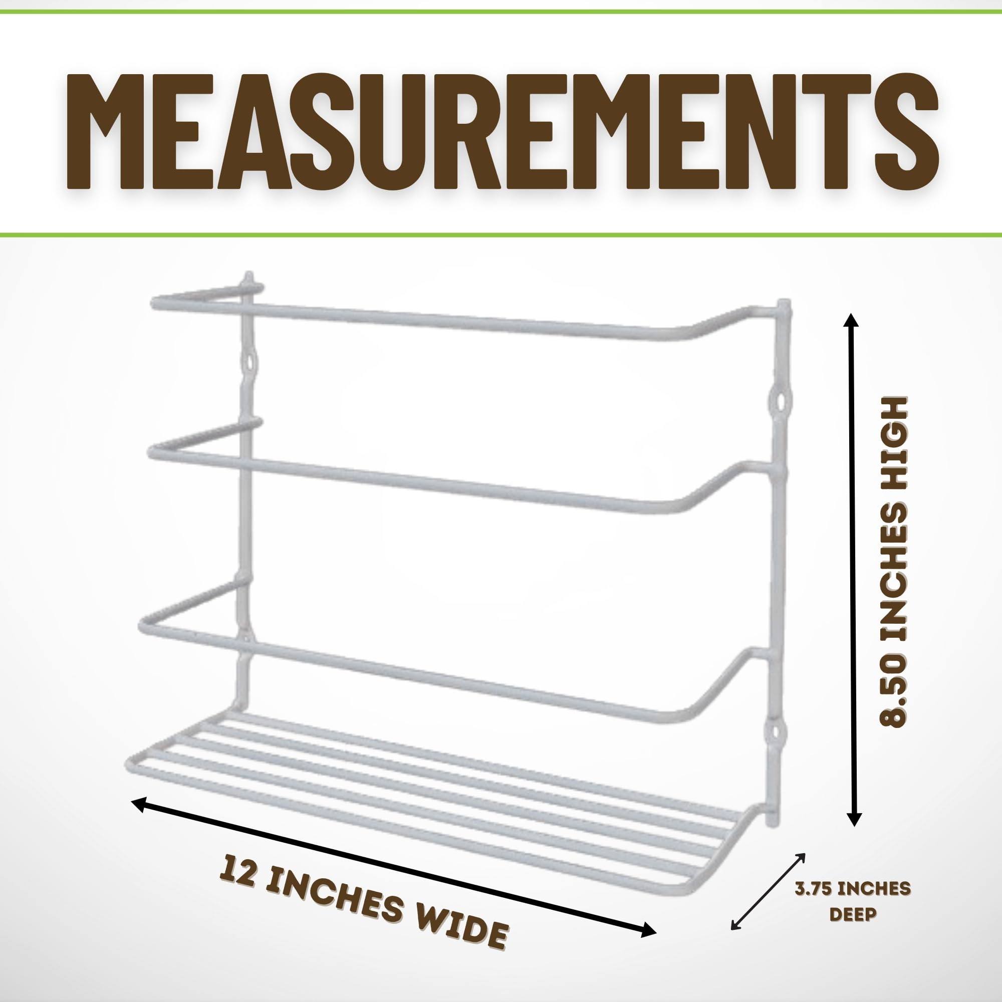 Evelots Wall/Door Mount Kitchen Wrap Organizer Rack-Space Saver, Chrome or White