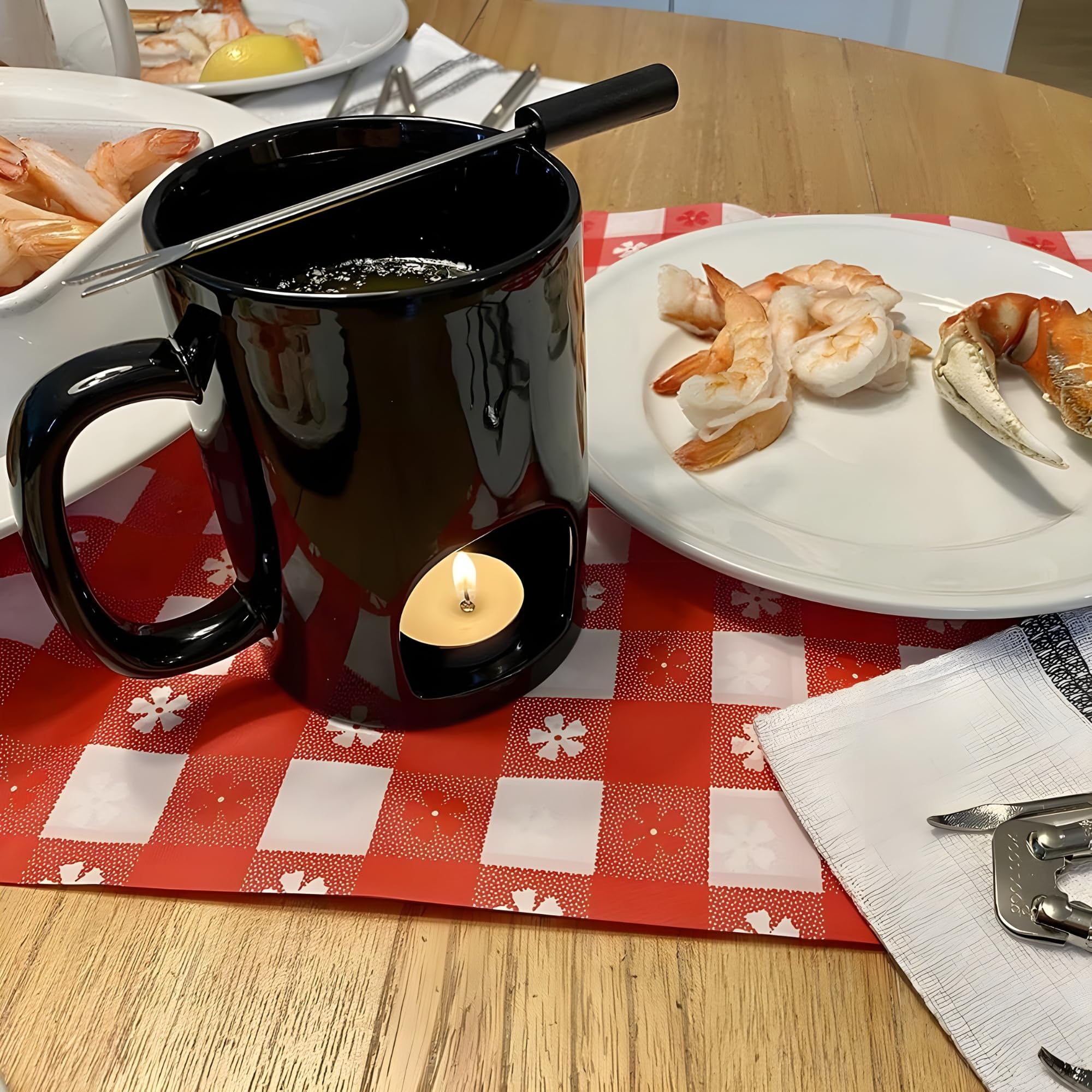 Evelots Mini Fondue Pot Set/Personal Fondue Mugs-Chocolate/Cheese/14-Piece Fondue Maker Gift Set/2 Ceramic Mugs/Forks/Candles