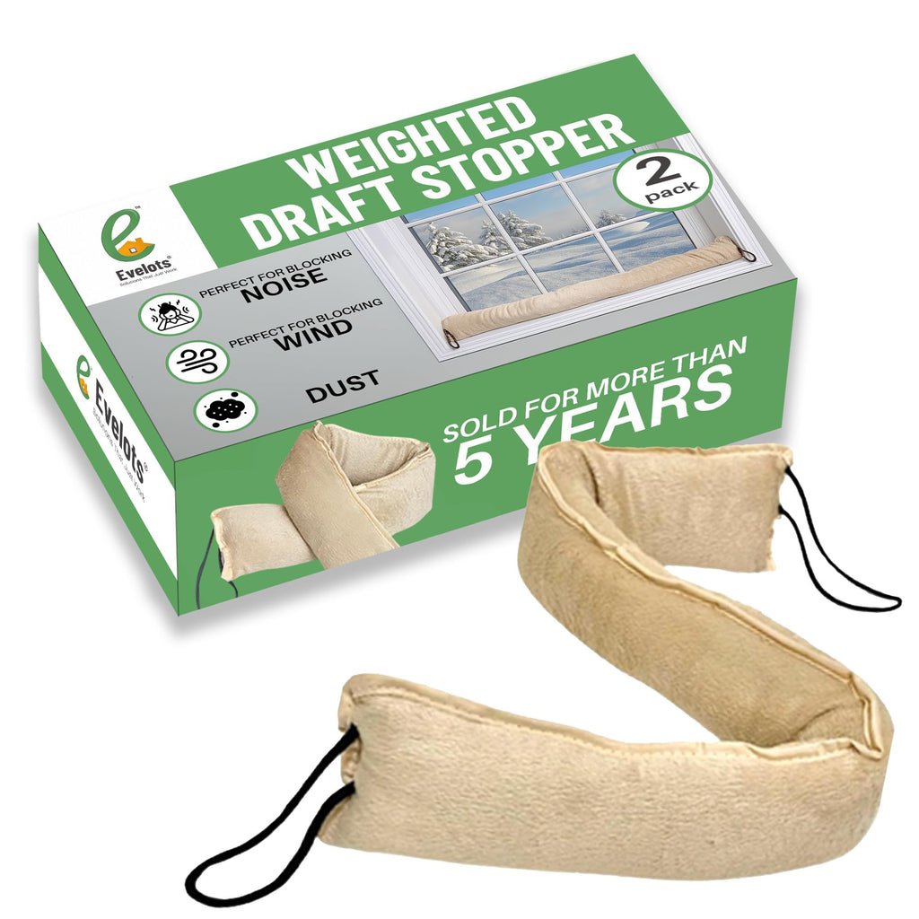 Evelots Door/Window Draft Stopper-Hanging Cord-36 Inch-Block Cold Air/Noise