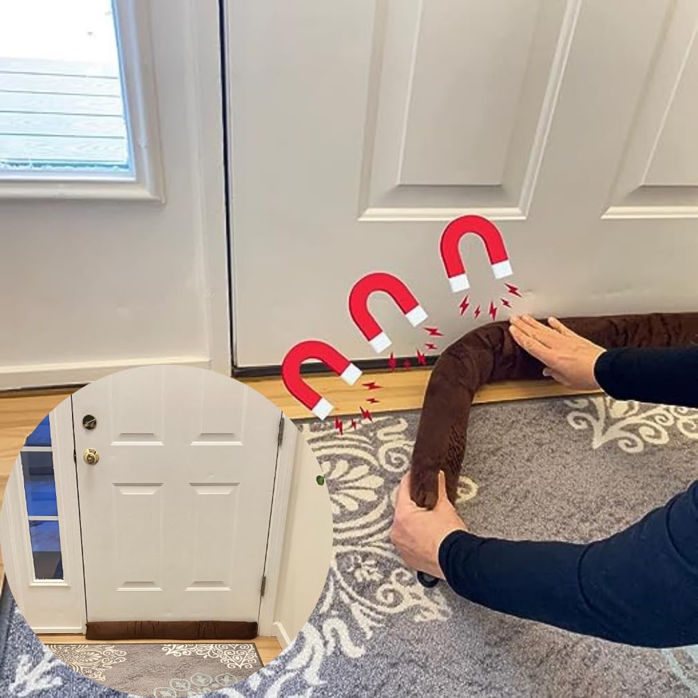 Evelots Magnetic Door Cold, Hot Air Guard Stopper - 2 Pack - Made for Iron & Steel Doors - Strong Magnets - Block Cold, Noise, Dust - Stay Warm, Quiet - Stays in Place - 36 Inches - Save Energy