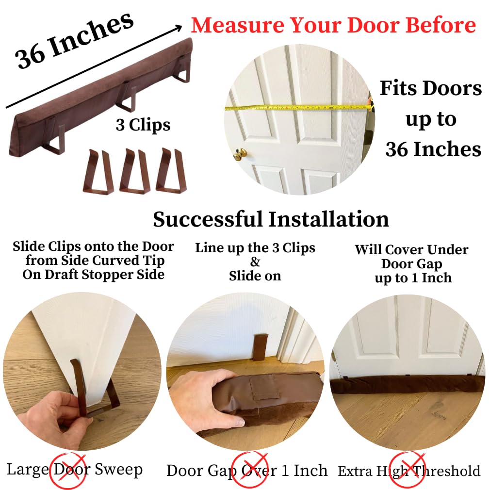 Evelots 2 in 1 Door Draft Stopper, Magnets for Steel Door-Clips for Regular Door