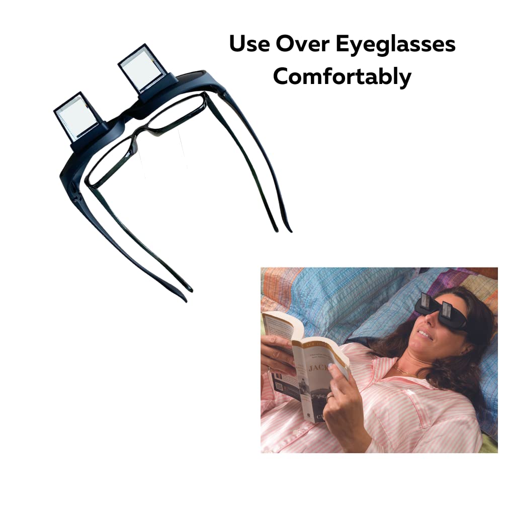 Evelots Bed Prism Spectacles Horizontal Mirror Lazy Readers 90 Degree Prism Glasses for Laying Down Reading and Watching TV