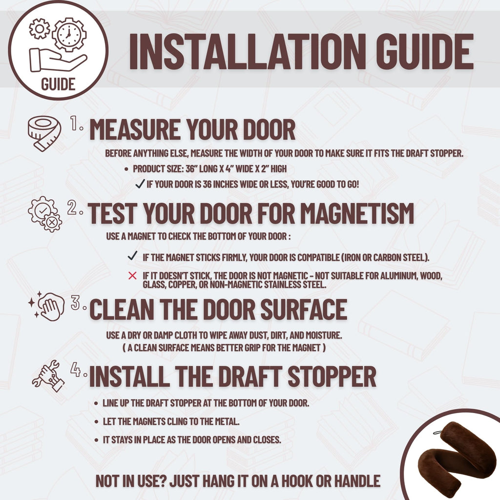 Evelots 2 in 1 Door Draft Stopper, Magnets for Steel Door-Clips for Regular Door