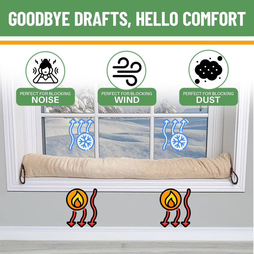 Evelots Door/Window Draft Stopper-Hanging Cord-36 Inch-Block Cold Air/Noise