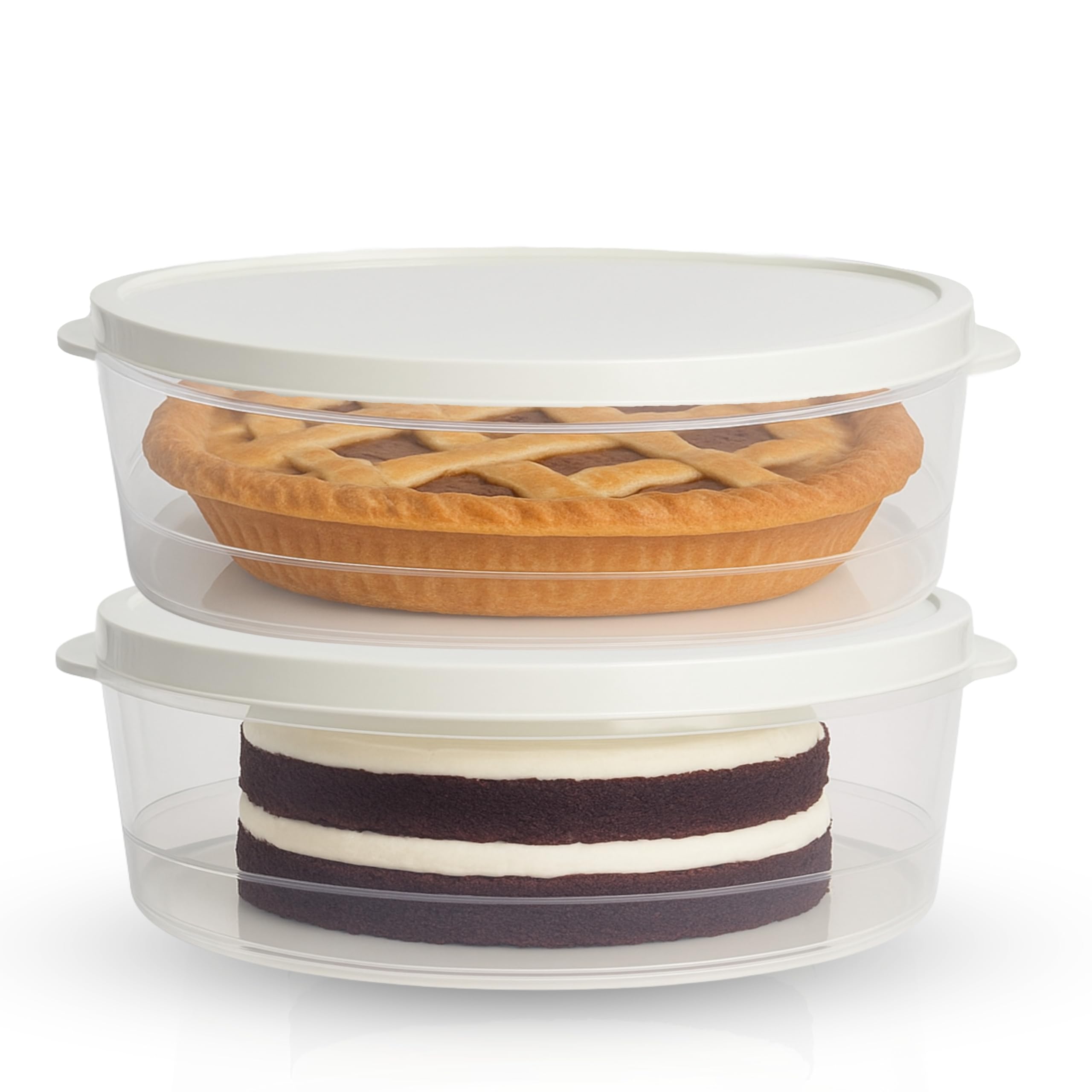 Evelots Pie Container, Keeper - 2 Pack or 4 Pack- Cake, Muffin, Cupcake, Tortilla, Pizza Storage Carrier - 10 Inch Airtight with Lid - Clear Plastic Food Storage - BPA Free Plastic - Easy Transport