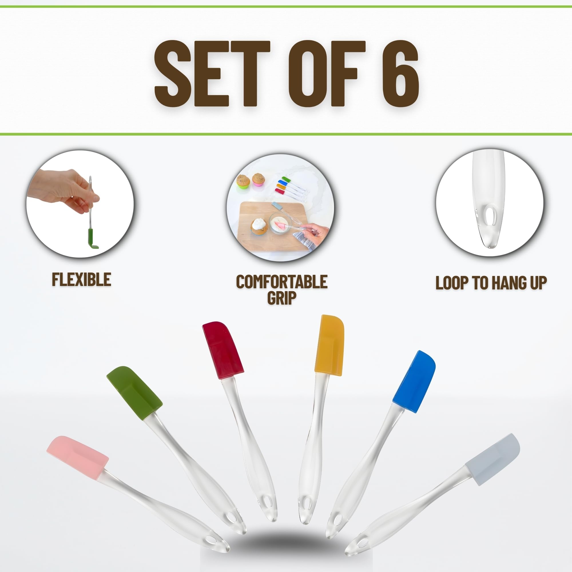 Evelots Mini Spatulas-Silicone-BPA Free-Cooking/Baking-Up to 446 Degrees