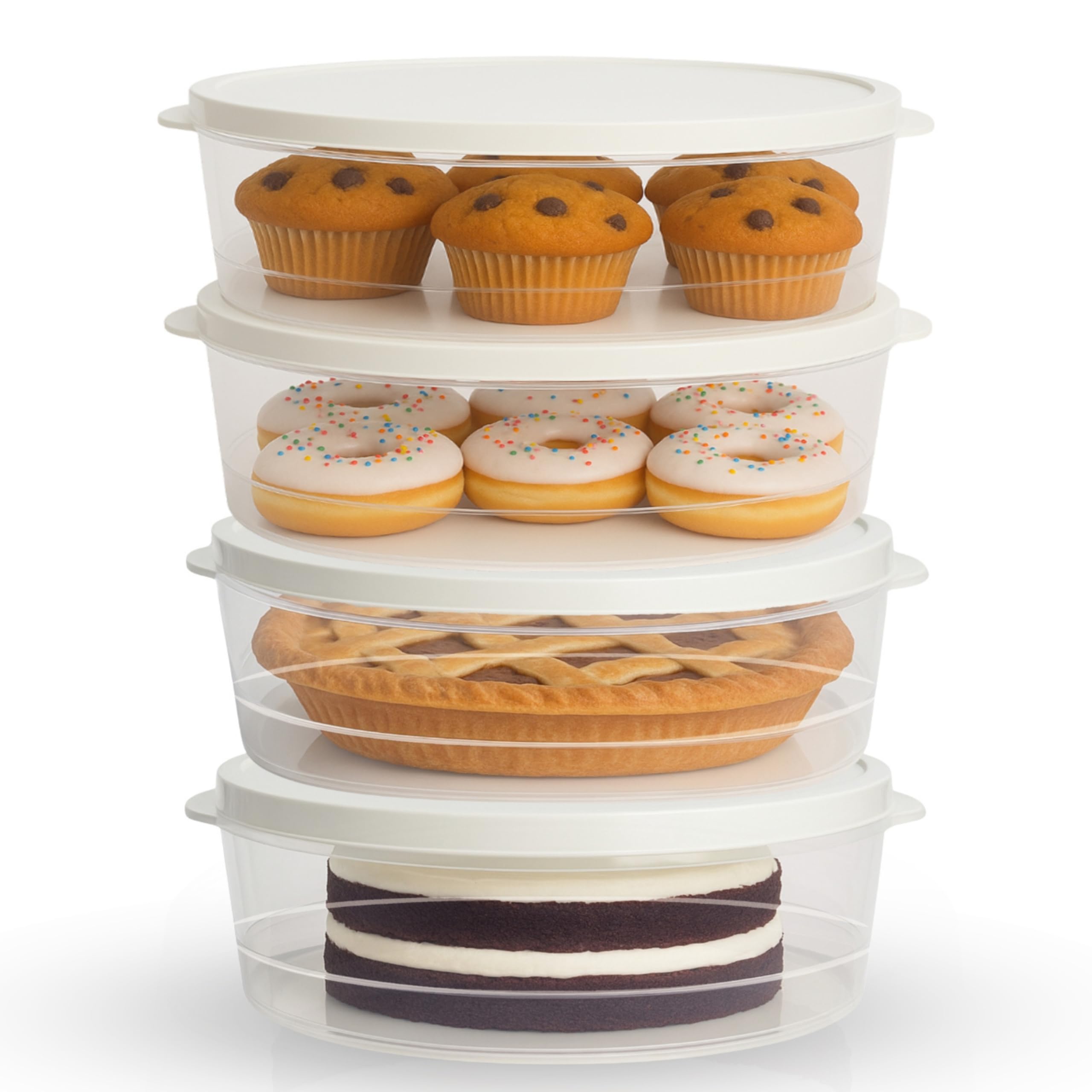 Evelots Pie Container, Keeper - 2 Pack or 4 Pack- Cake, Muffin, Cupcake, Tortilla, Pizza Storage Carrier - 10 Inch Airtight with Lid - Clear Plastic Food Storage - BPA Free Plastic - Easy Transport