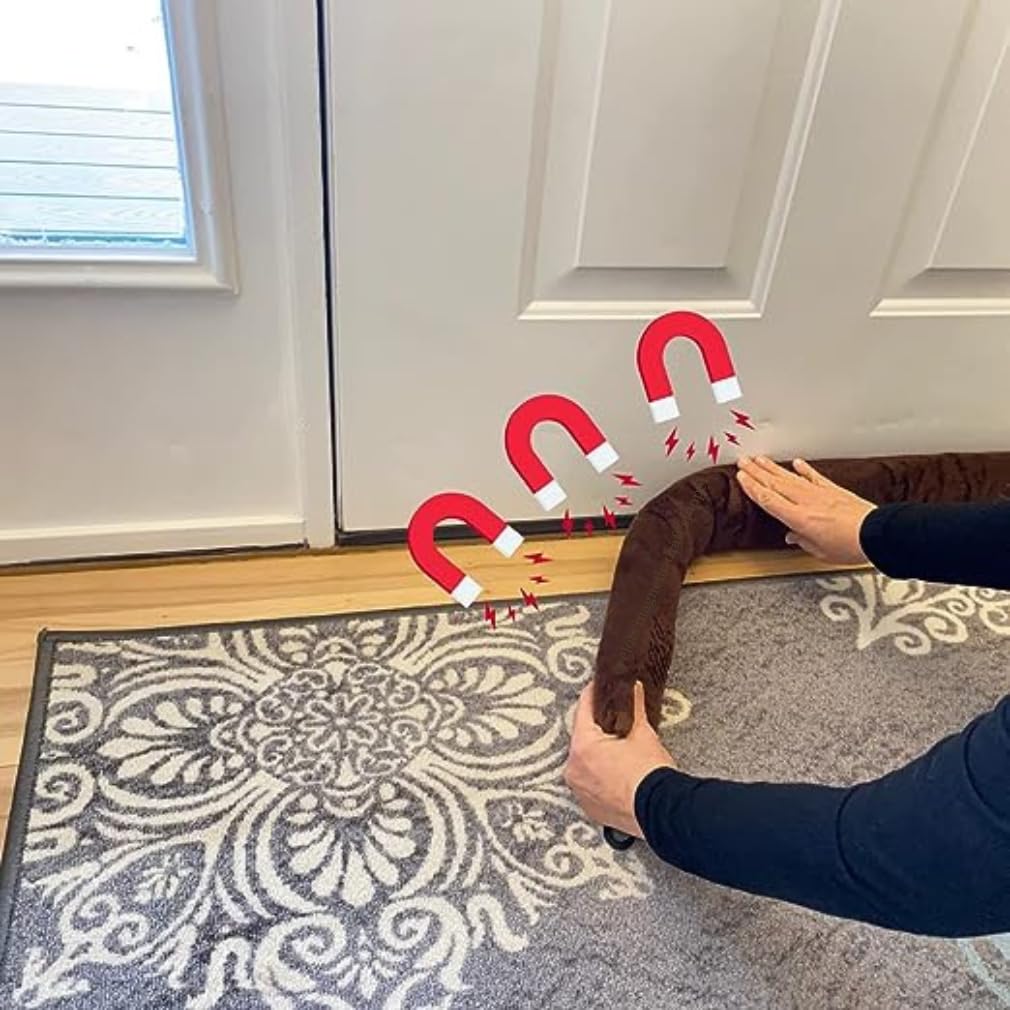 Evelots 2 in 1 Door Draft Stopper, Magnets for Steel Door-Clips for Regular Door