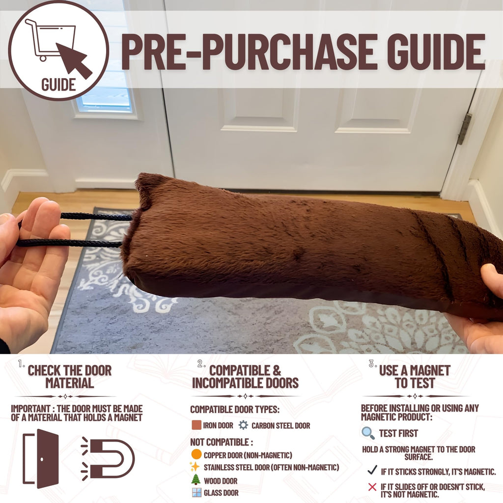 Evelots 2 in 1 Door Draft Stopper, Magnets for Steel Door-Clips for Regular Door