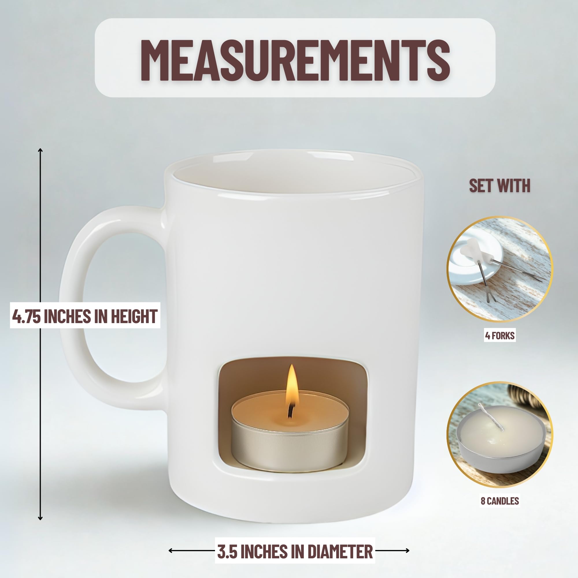 Evelots Mini Fondue Pot Set/Personal Fondue Mugs-Chocolate/Cheese/14-Piece Fondue Maker Gift Set/2 Ceramic Mugs/Forks/Candles