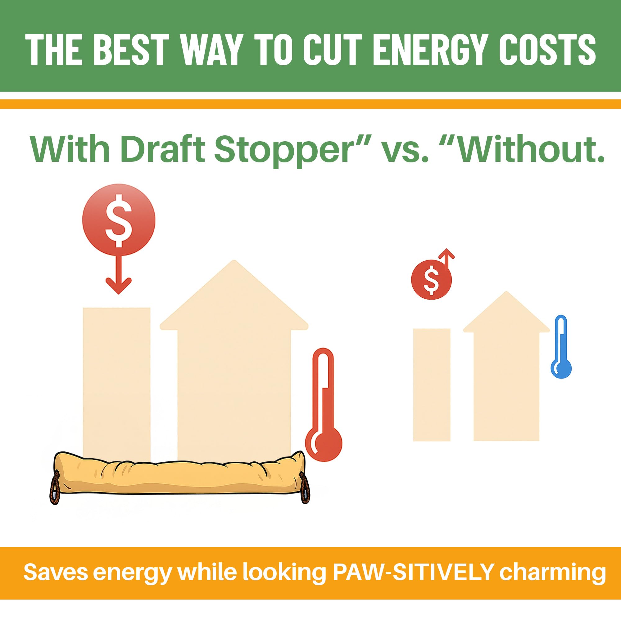 Evelots Door/Window Draft Stopper-Hanging Cord-36 Inch-Block Cold Air/Noise