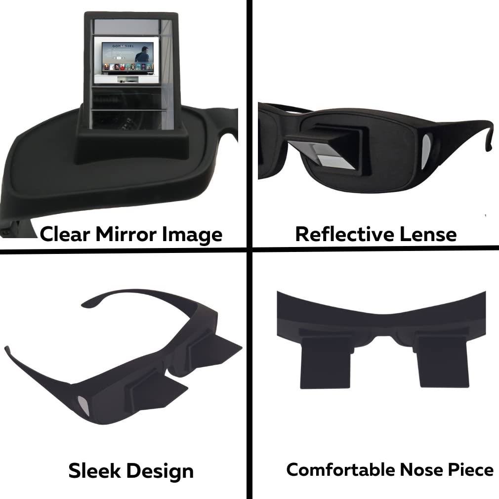 Evelots Bed Prism Spectacles Horizontal Mirror Lazy Readers 90 Degree Prism Glasses for Laying Down Reading and Watching TV