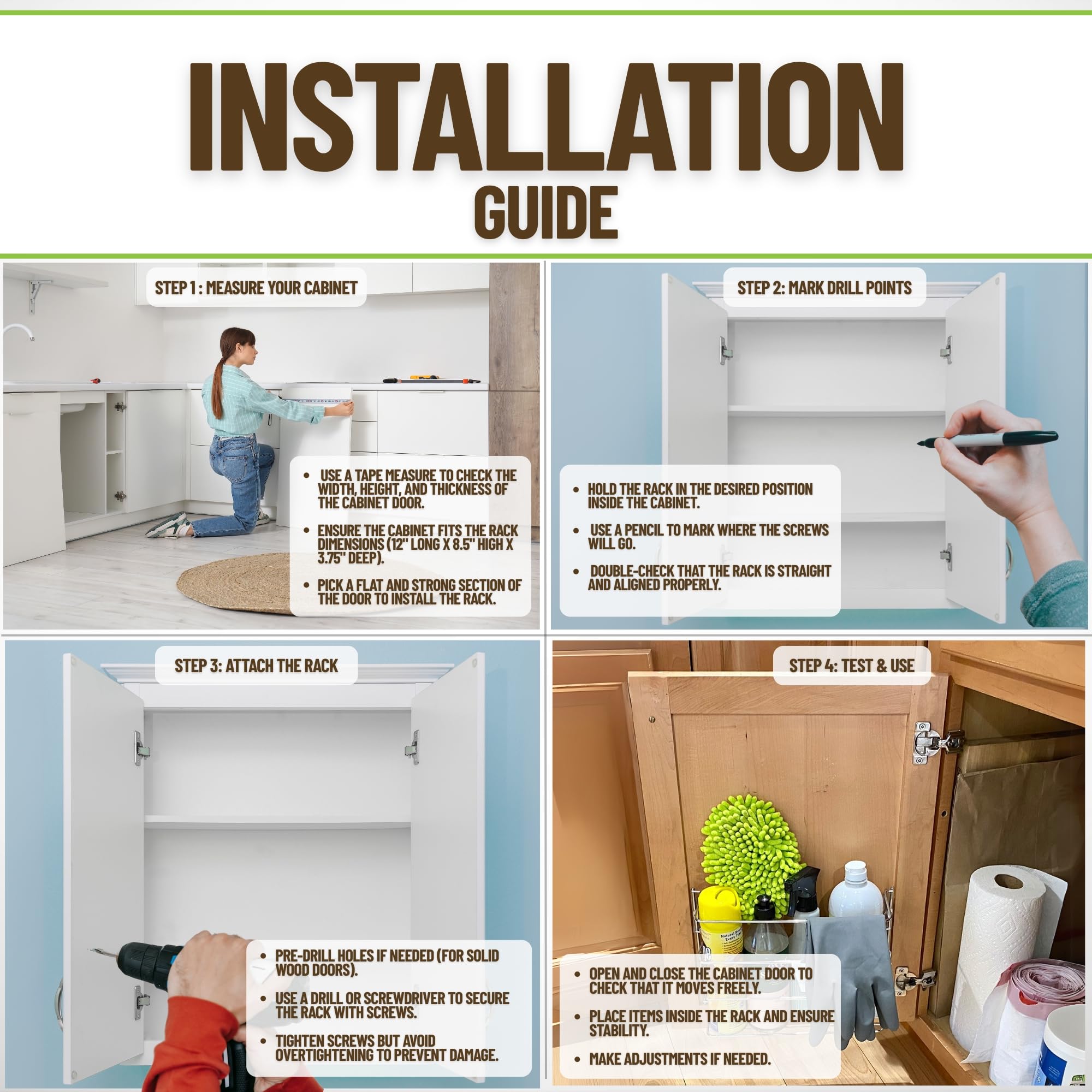 Evelots Wall/Door Mount Kitchen Wrap Organizer Rack-Space Saver, Chrome or White