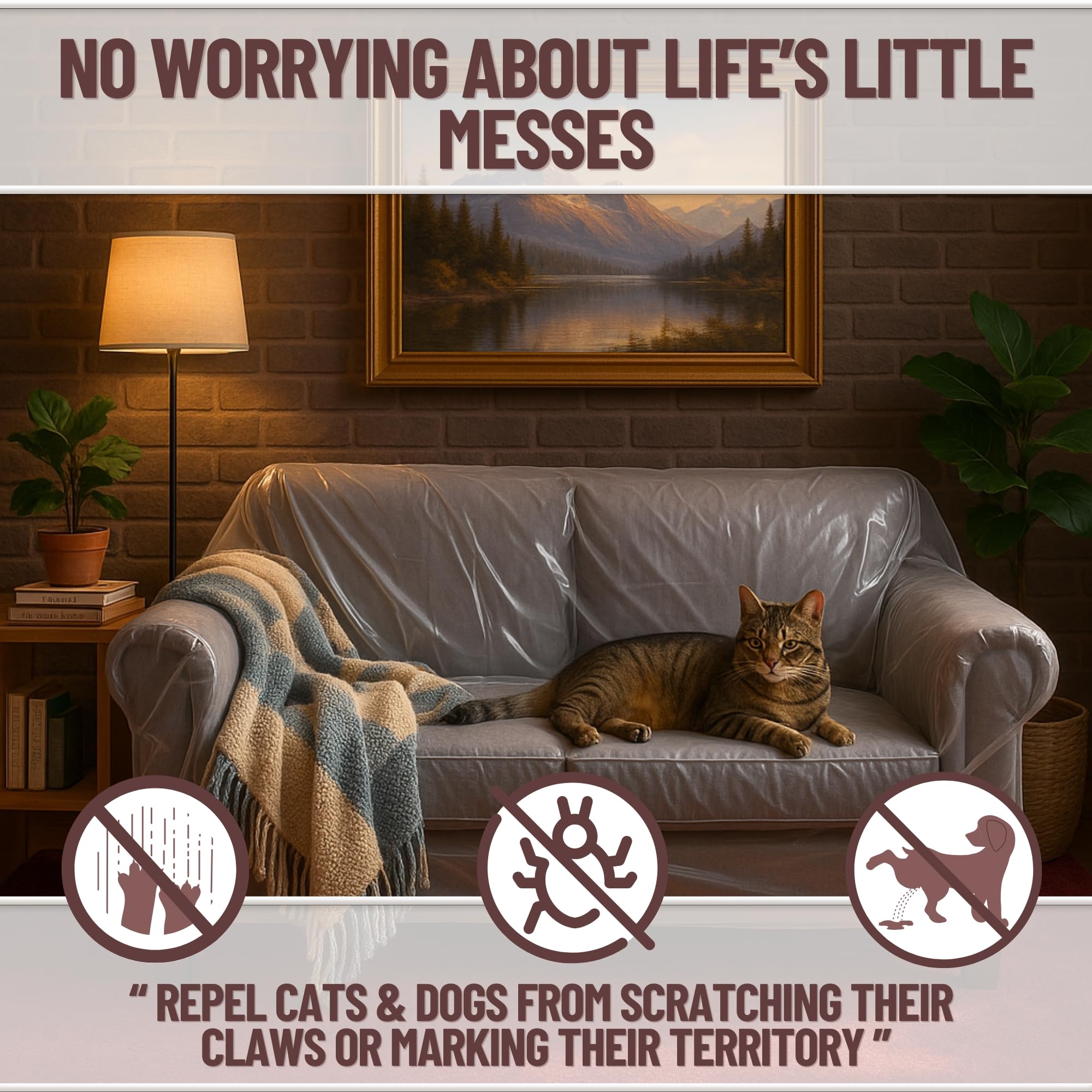 Evelots Dining Room Chair Protector-Clear-No Dust/Spill/Pet Hair/Pet Claws