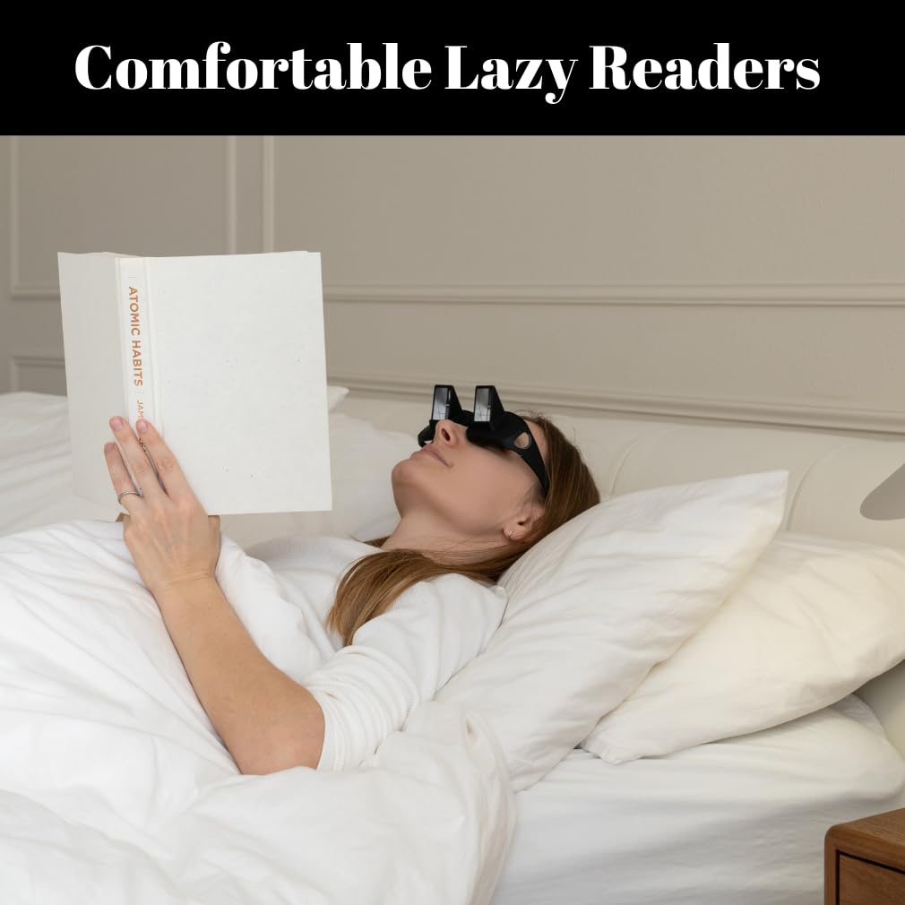 Evelots Bed Prism Spectacles Horizontal Mirror Lazy Readers 90 Degree Prism Glasses for Laying Down Reading and Watching TV